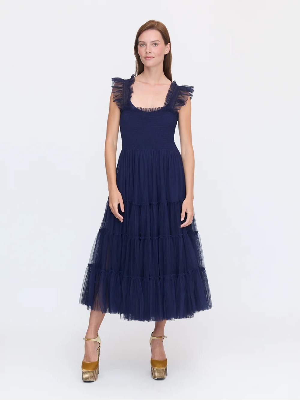 Hill House Home The Tulle Ellie Nap Dress Navy Sheer Collector’s Edition XS